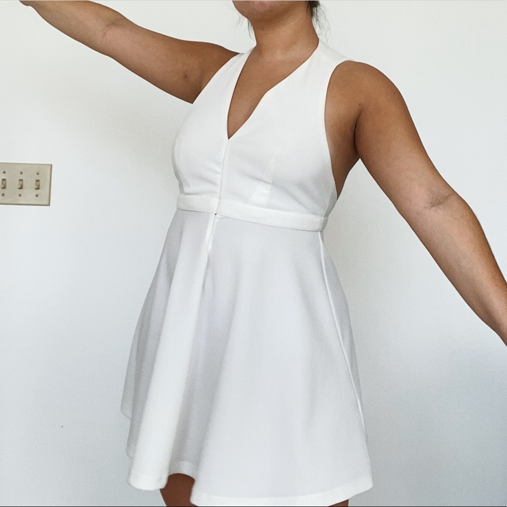 White Halter Mini Dress